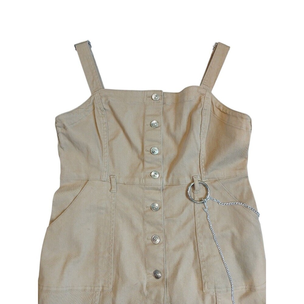 Divided Beige Utility Mini Dress Size M|Button Front Cargo Dress|Casual Streetwe - Picture 2 of 4